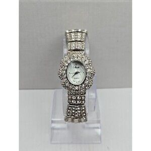 Collezio Womens Quartz Rhinestone Art Deco Bracelet Watch Silver New Battery